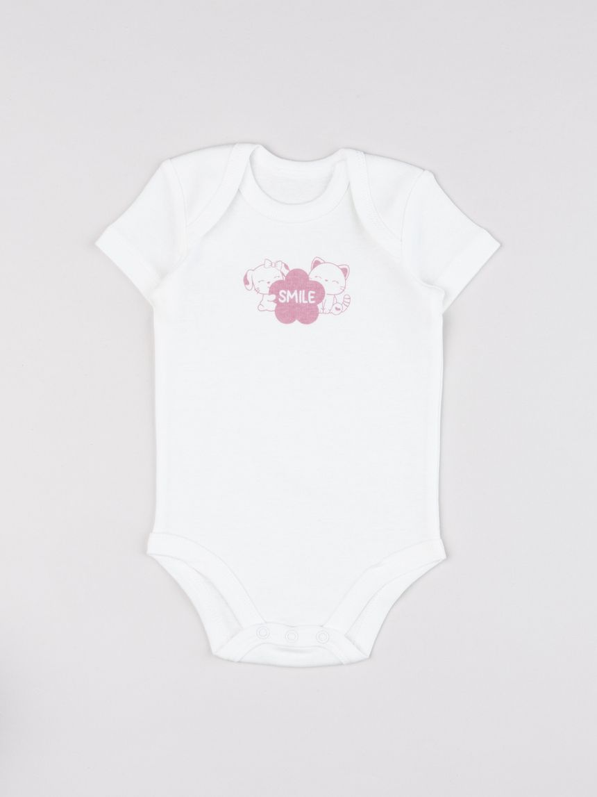 Body mezza manica bimba bianco "animaletti"