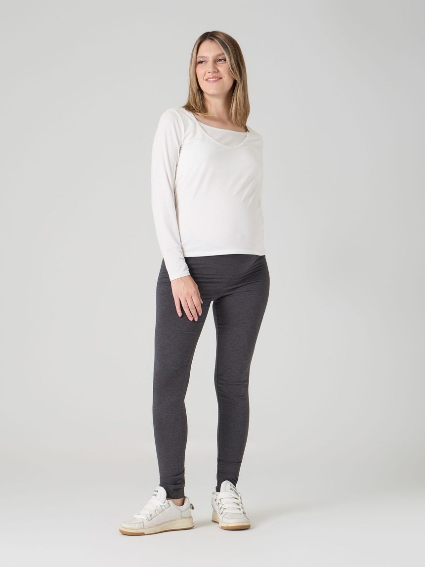 Legging premaman jersey fascia addominale grigio scuro