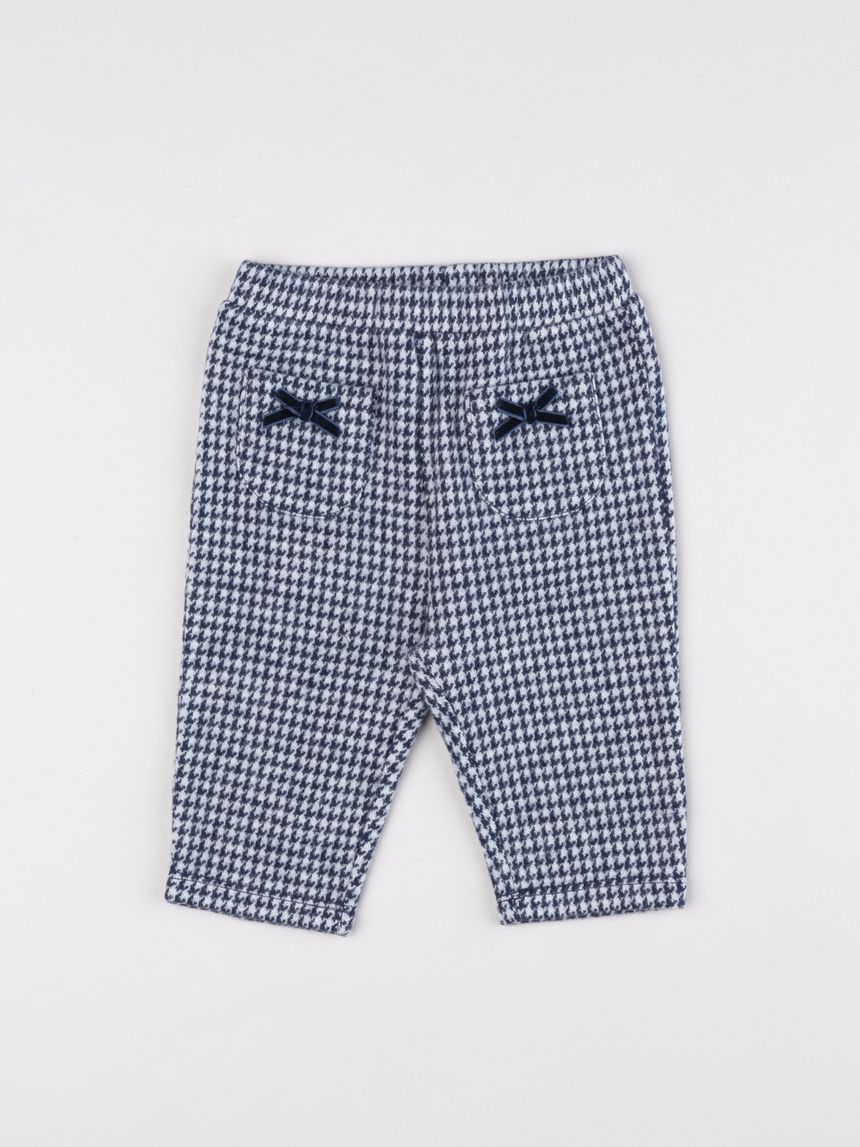 Pantaloni leggings neonata in pied-de-poule con fiocchetti