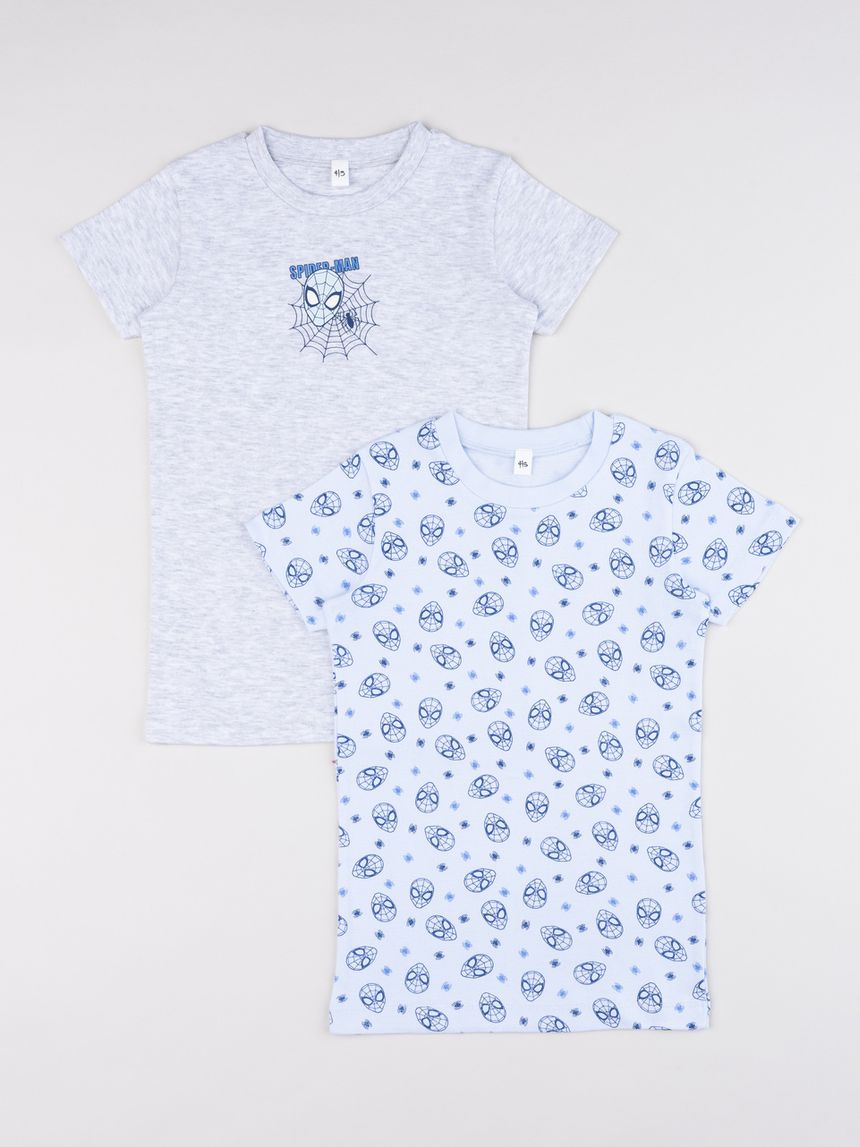 Pack 2 maglie intime bambino spiderman grigio/azzurro