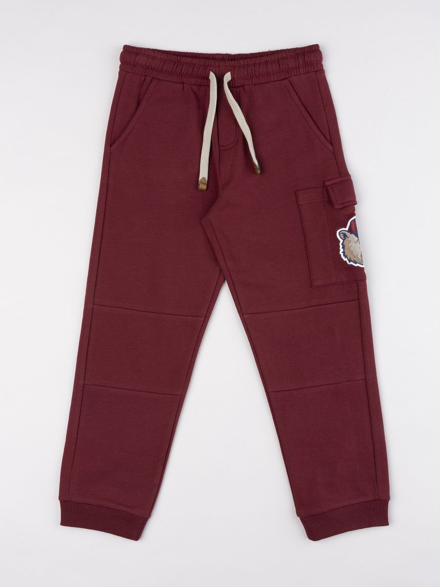 Pantaloni felpati charming forest bordeaux bambino