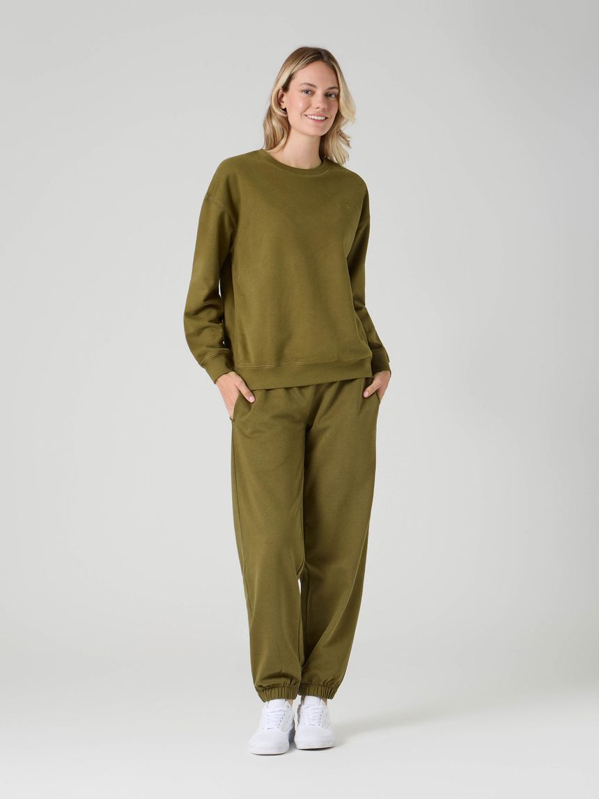 Felpa allattamento cuore verde militare