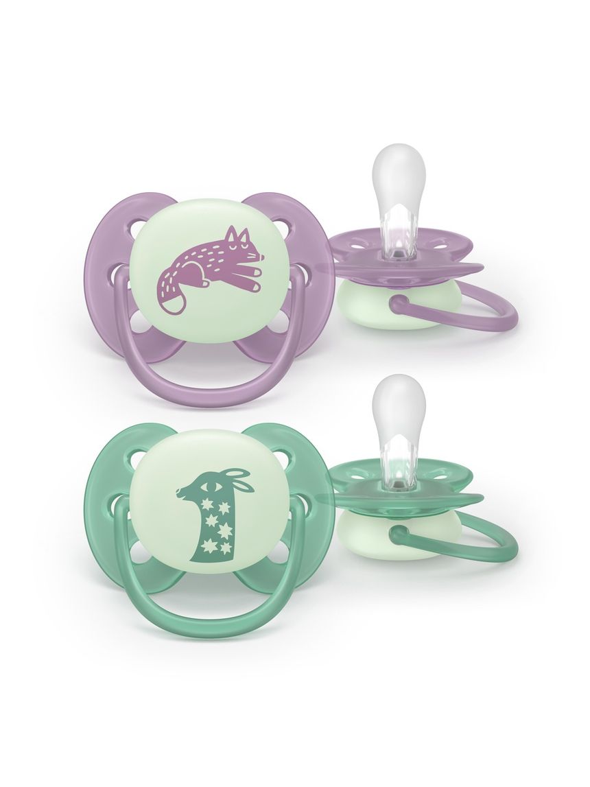 Succhietto ultra soft notte 0-6m cappuccio fluorescente no bpa per pelli sensibili- philips avent