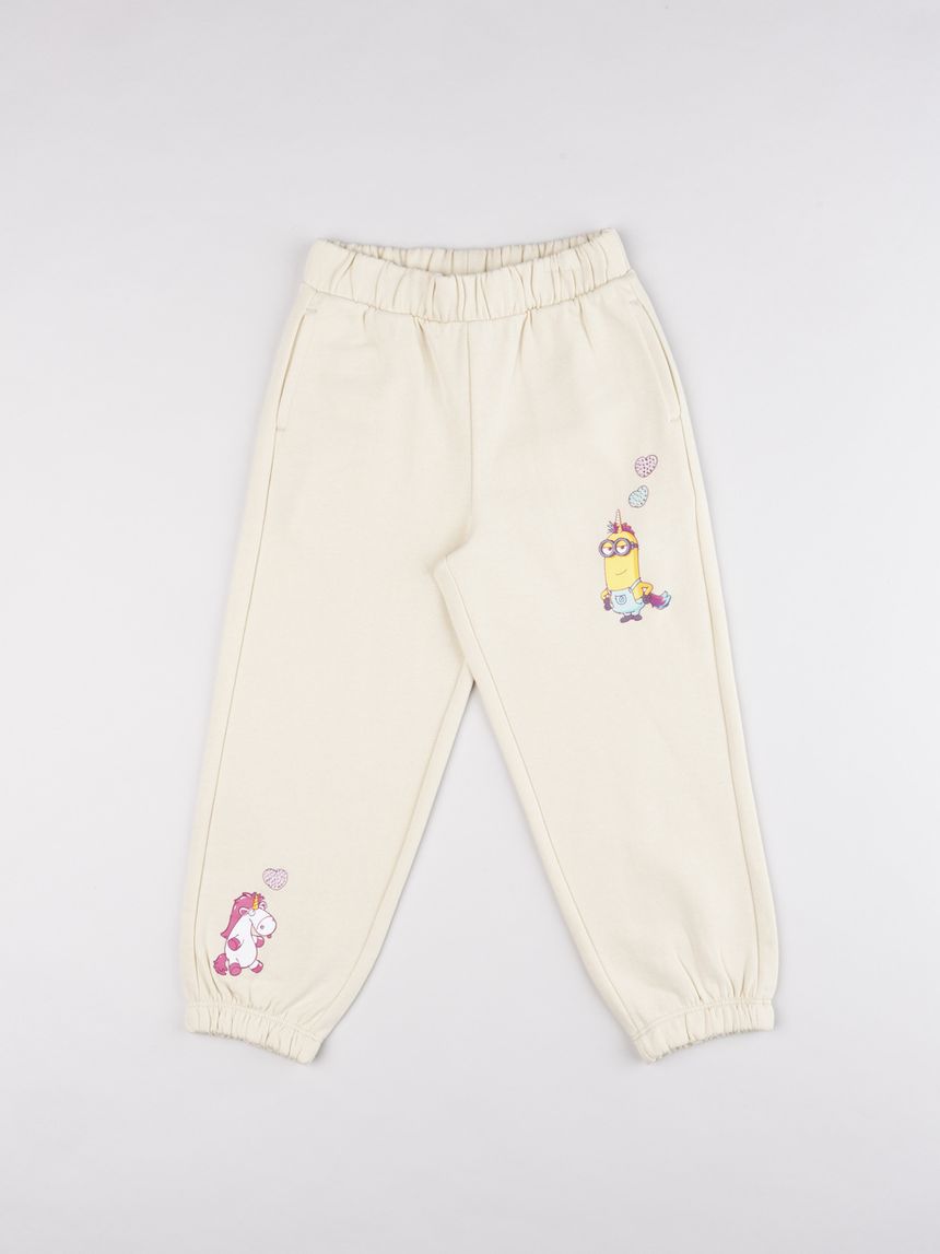 Pantaloni tuta bambina minions unicorno panna