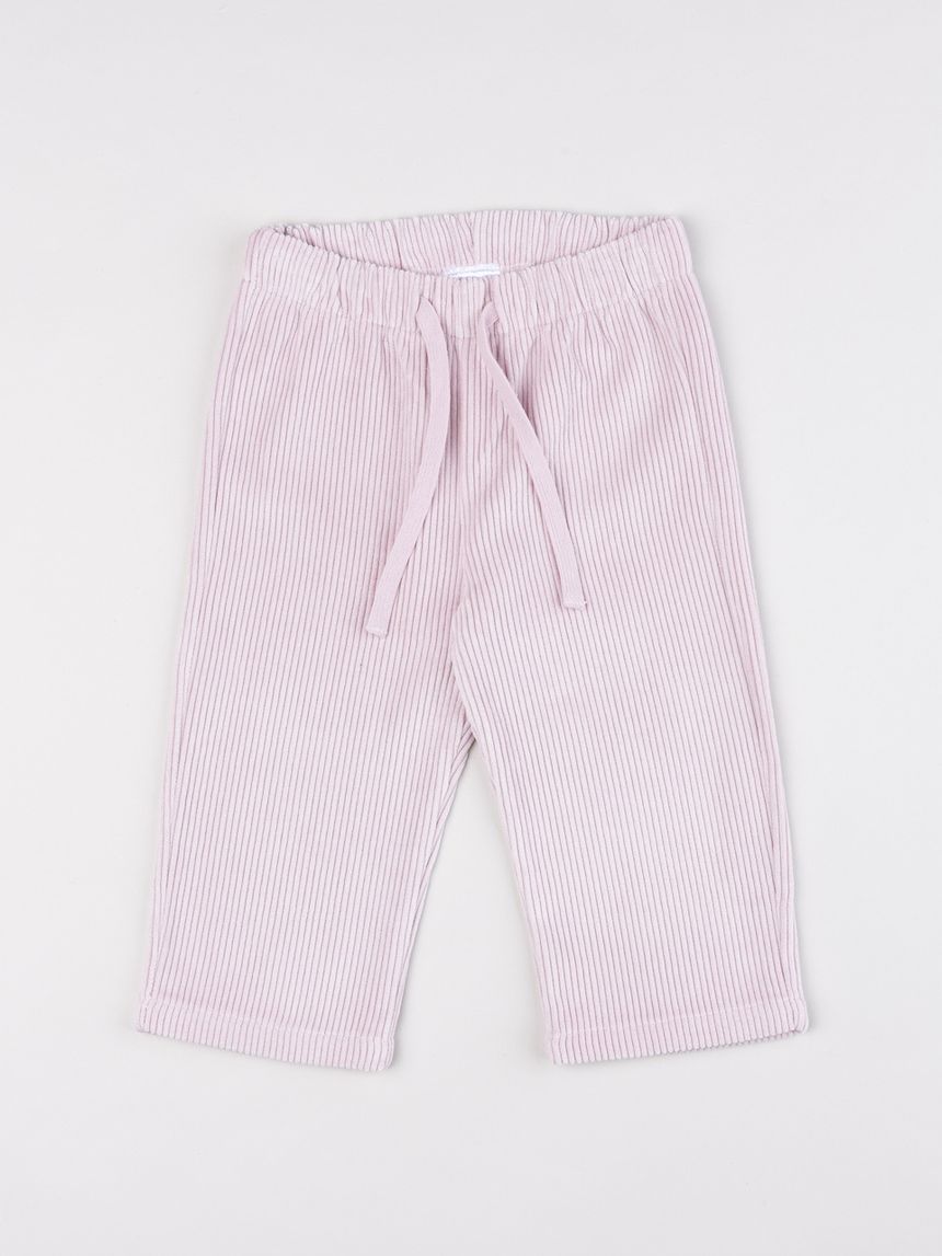 Pantapalazzo a coste larghe rosa chiaro bimba
