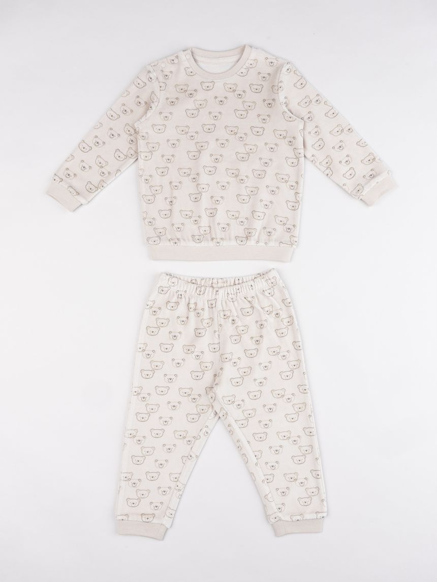 Pigiama bimbo beige orsetti allover
