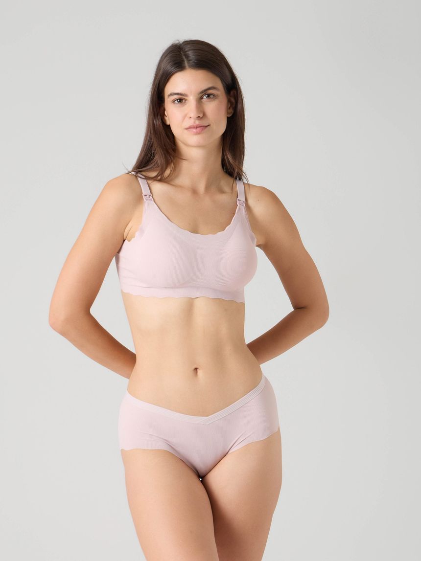 Reggiseno allattamento a coste rosa antico
