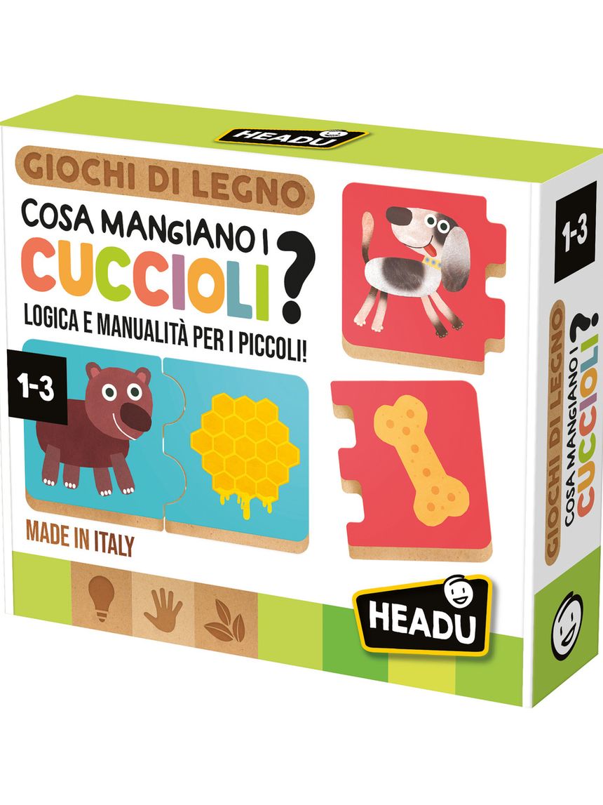 Cosa mangiano i cuccioli – gioco educativo per bambini - logica e manualità