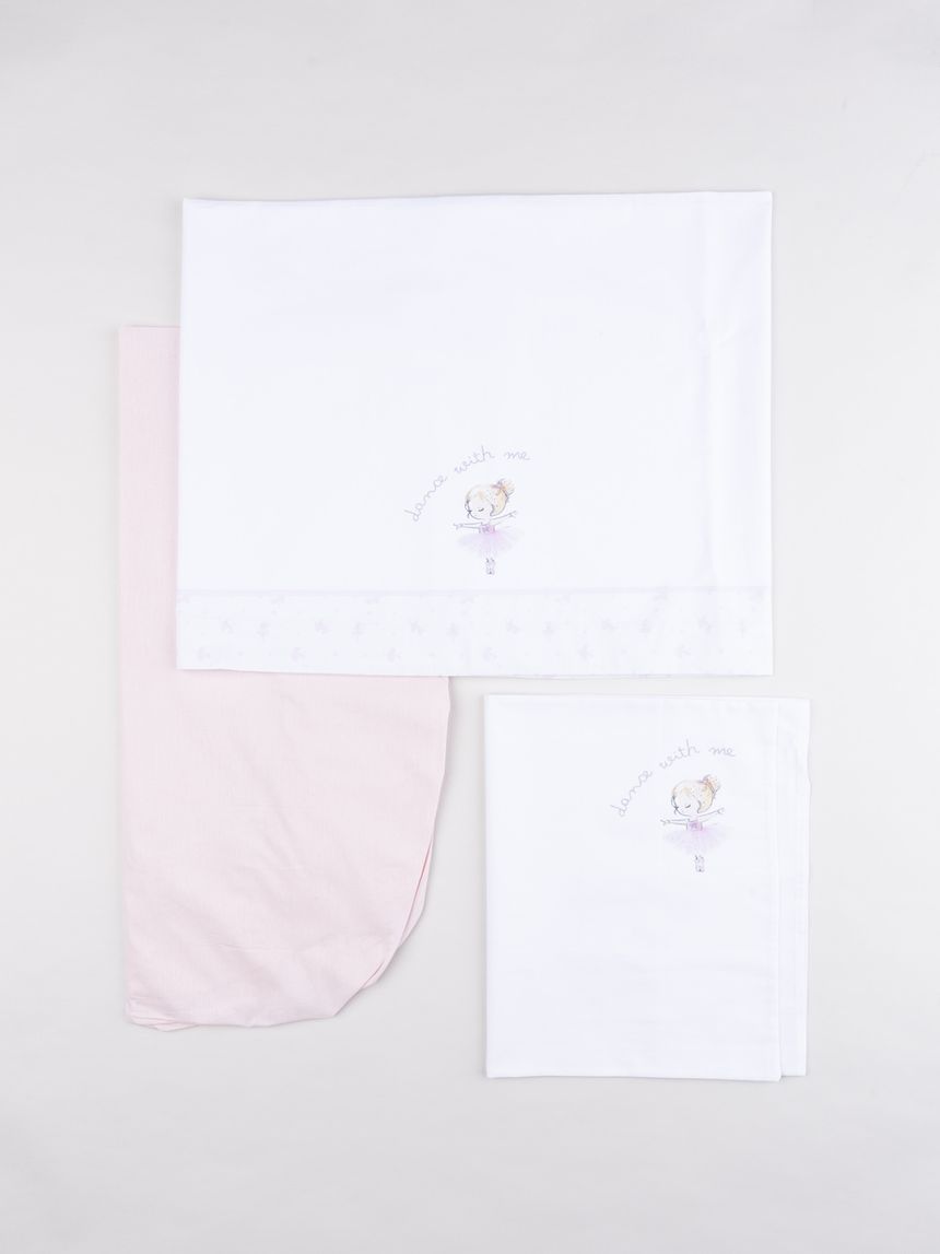 Set 3 pezzi lettino rosa "dance with me"