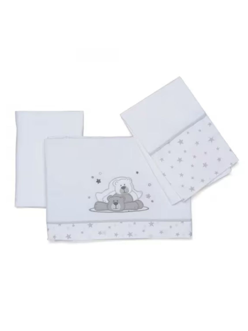 Completo lenzuola lettino dolcestella bianco - foppapedretti