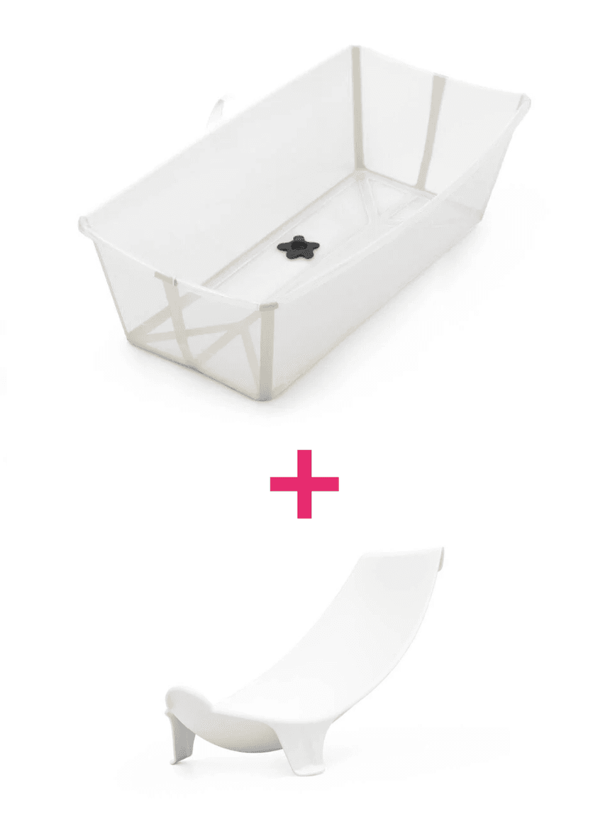 Vaschetta pieghevole flexi bath® xl sandy beige + supporto per neonato a un prezzo speciale – stokke®