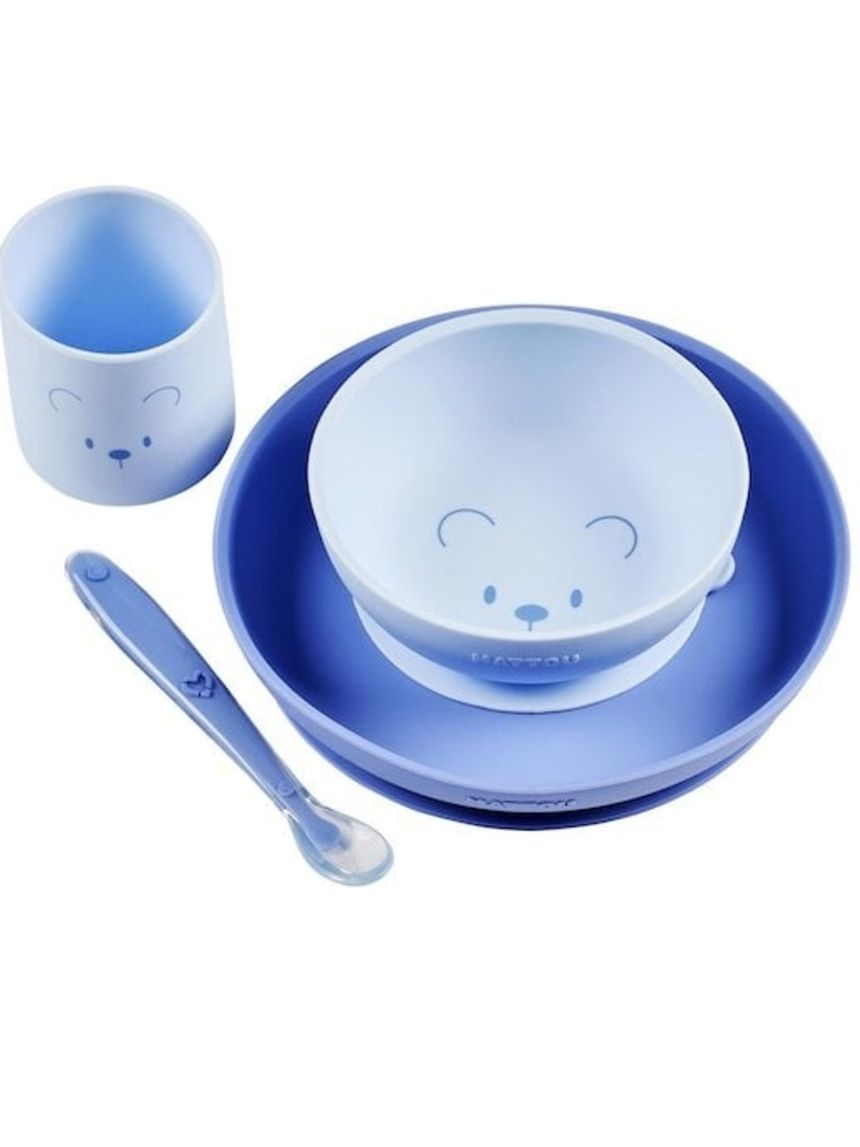 Set azzurro 4 pezzi per la pappa in silicone - nattou