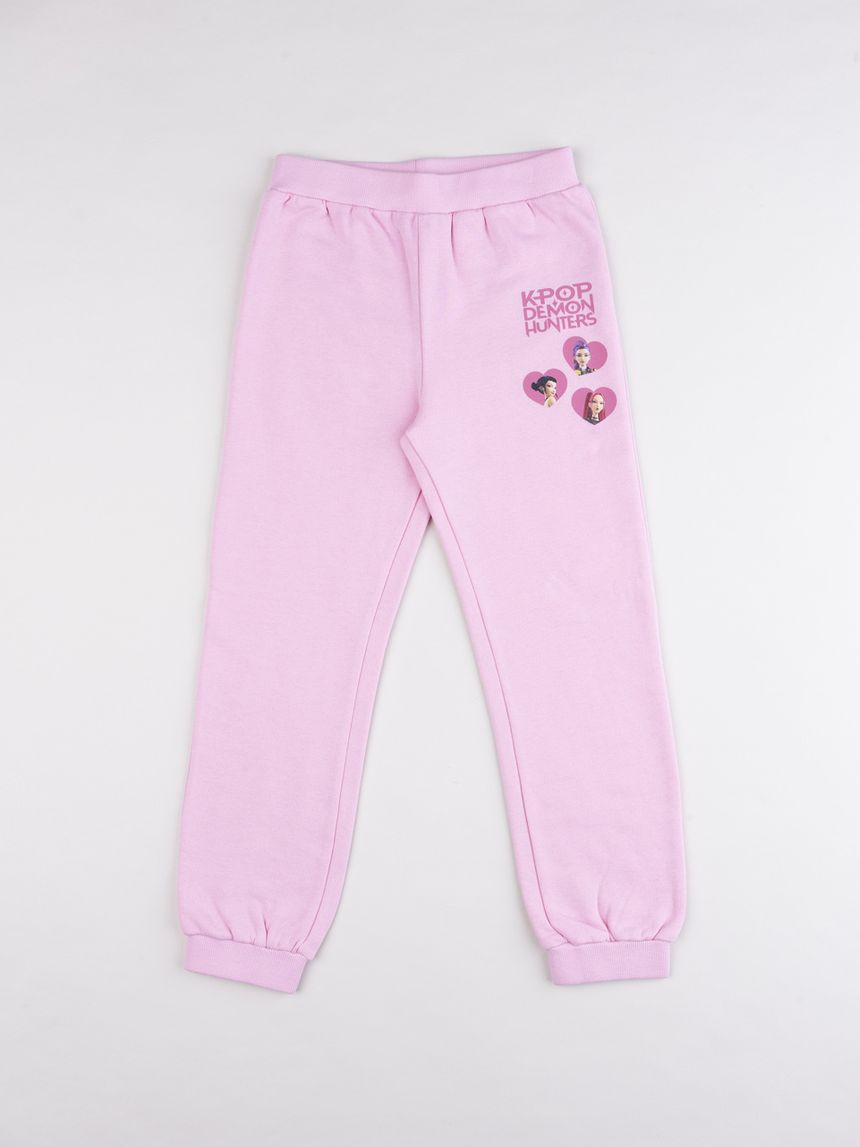 Pantaloni tuta rosa bambina k-pop felpati