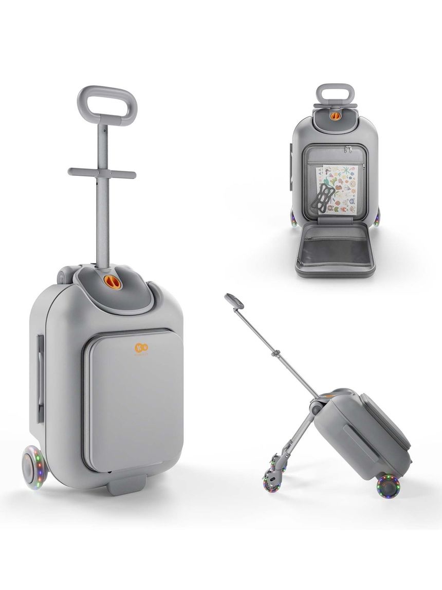 Valigia per bambini 2 in 1 con seduta cabby - grey - kinderkraft