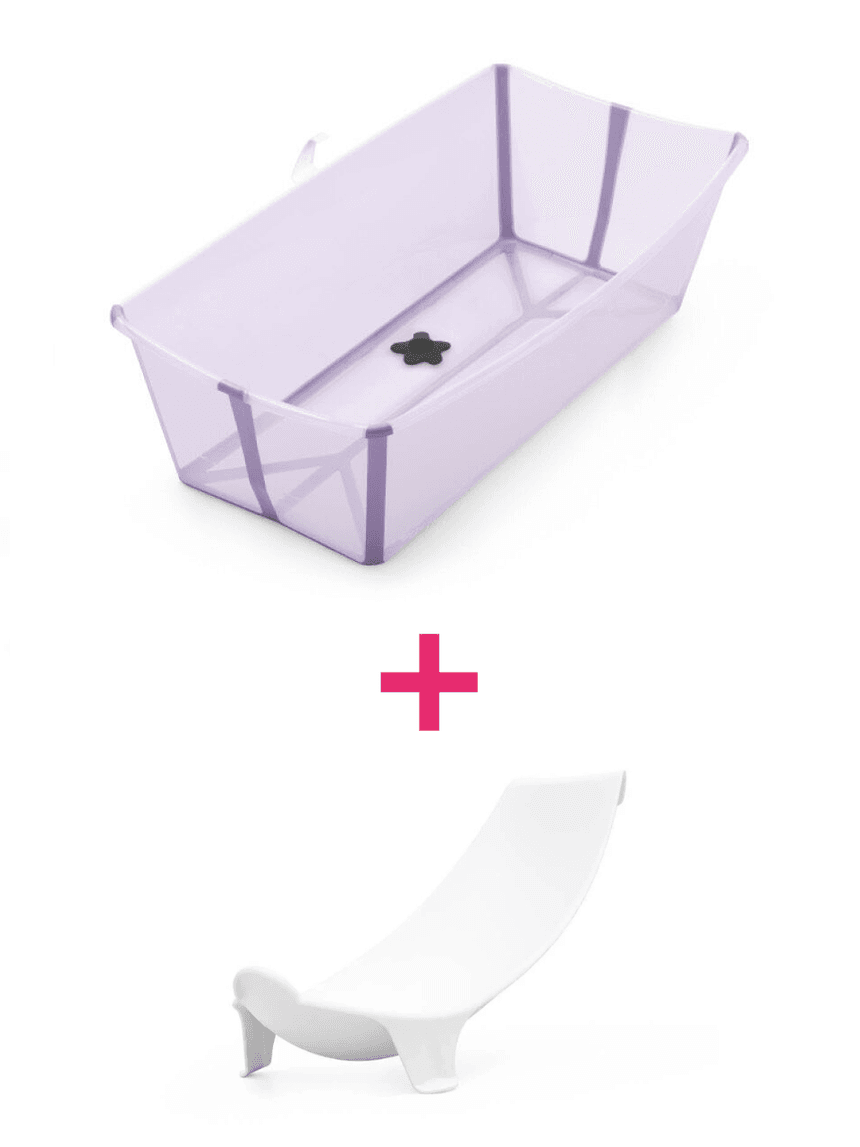 Vaschetta pieghevole flexi bath® xl lavender + supporto per neonato a un prezzo speciale – stokke®