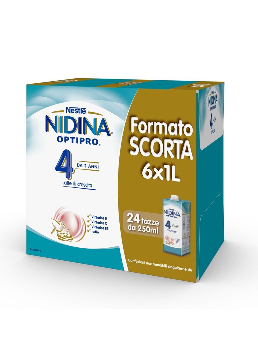 Latte crescita liquido nidina optipro 4 - formato scorta 6x1l - nestlè