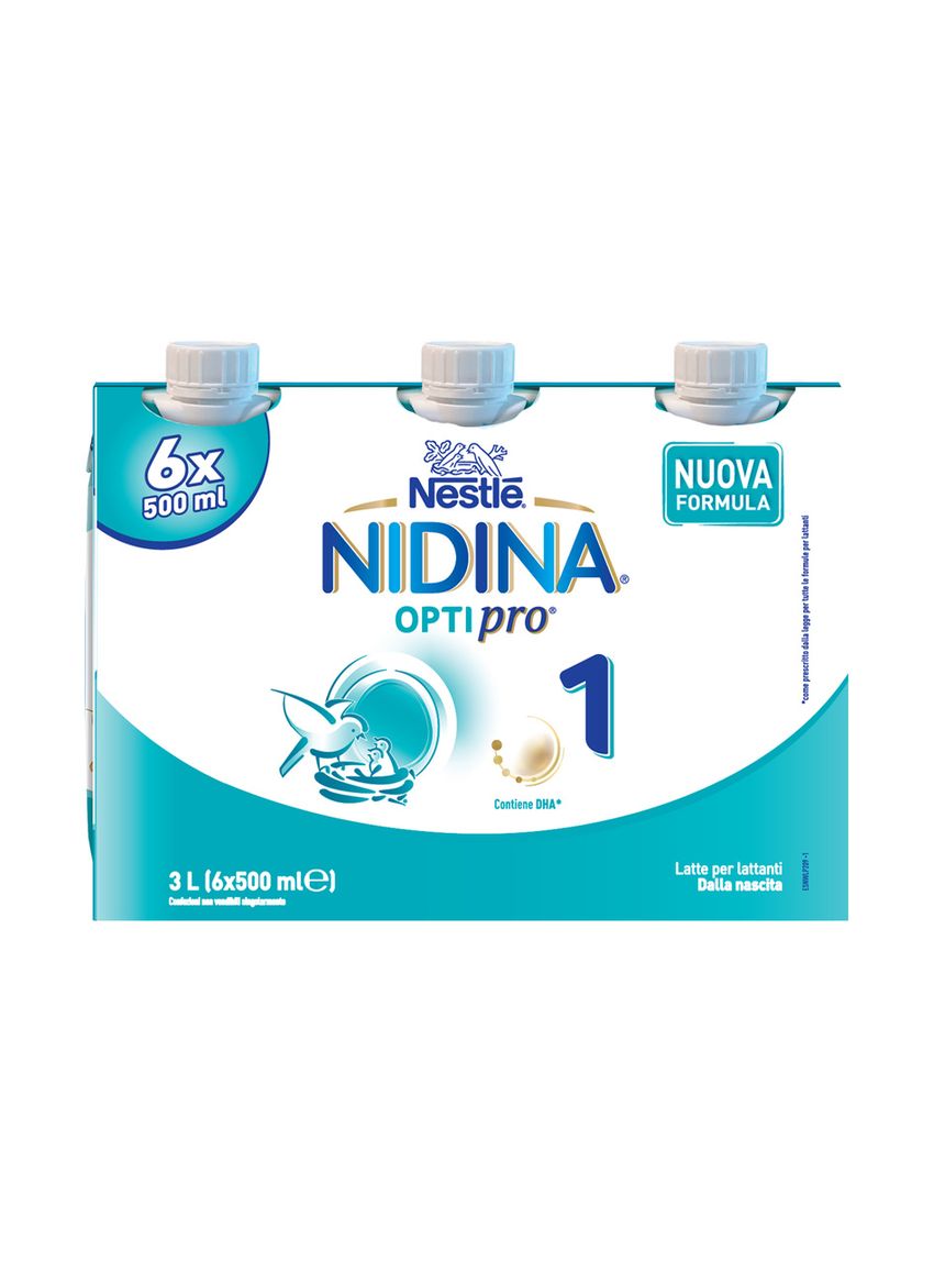 Nidina optipro 1 latte per lattanti liquido dalla nascita, 6 brick da 500ml (3l) - nestlé
