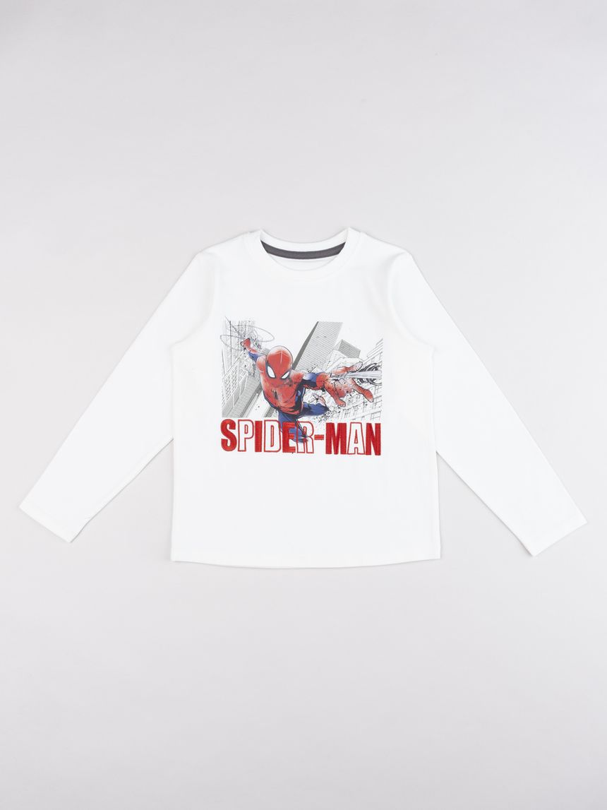 T-shirt manica lunga bimbo bianca spiderman