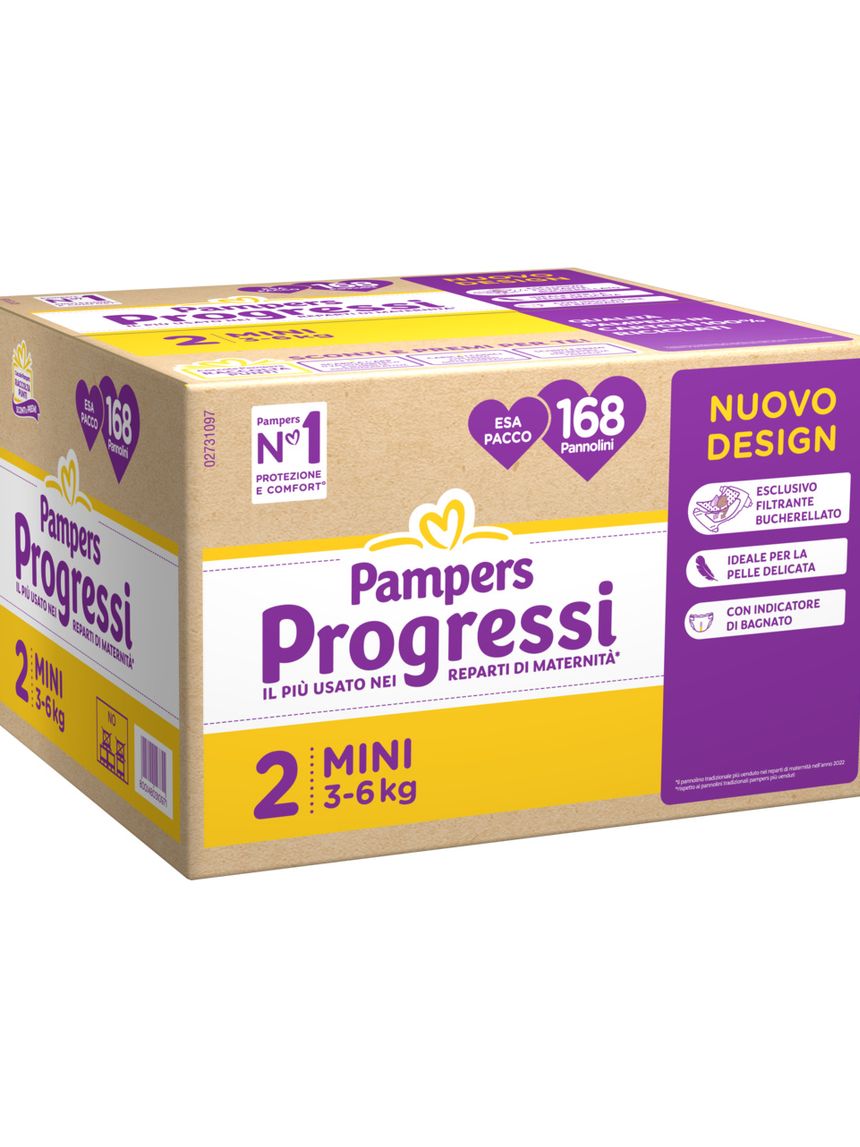 Pannolini esapack progressi  – taglia 2 mini 3-6 kg - x168 - pampers