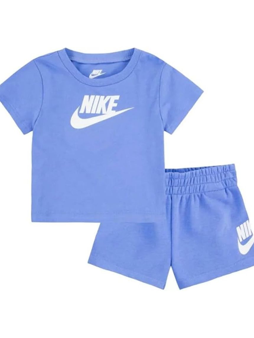 Completo nike bambino t-shirt e shorts azzurro e bianco