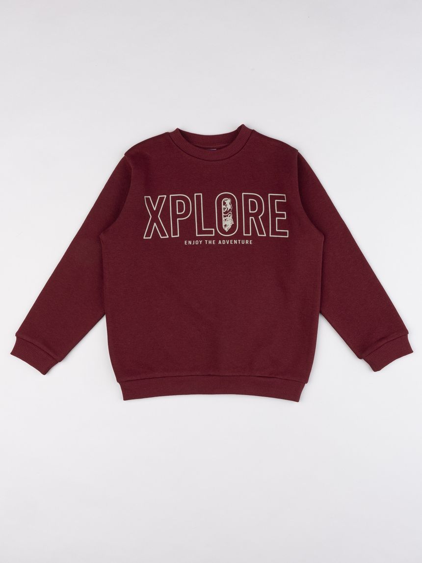 Felpa bimbo bordeaux con stampa
