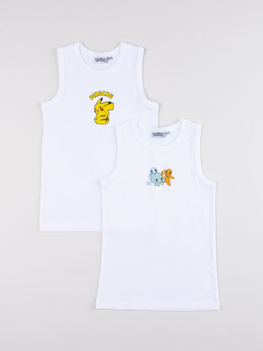 Pack 2 canotte bambino pokémon bianco