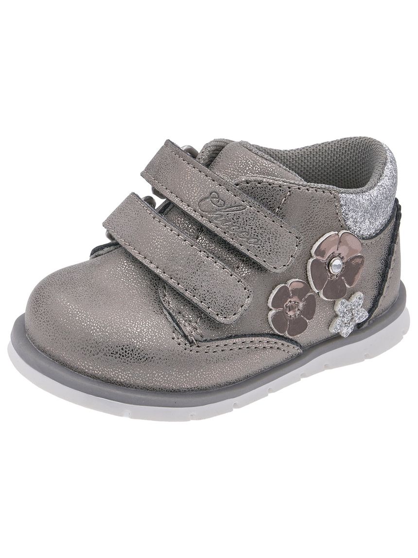 Chicco - scarpa fenice bimba acciaio doppio velcro con fiori