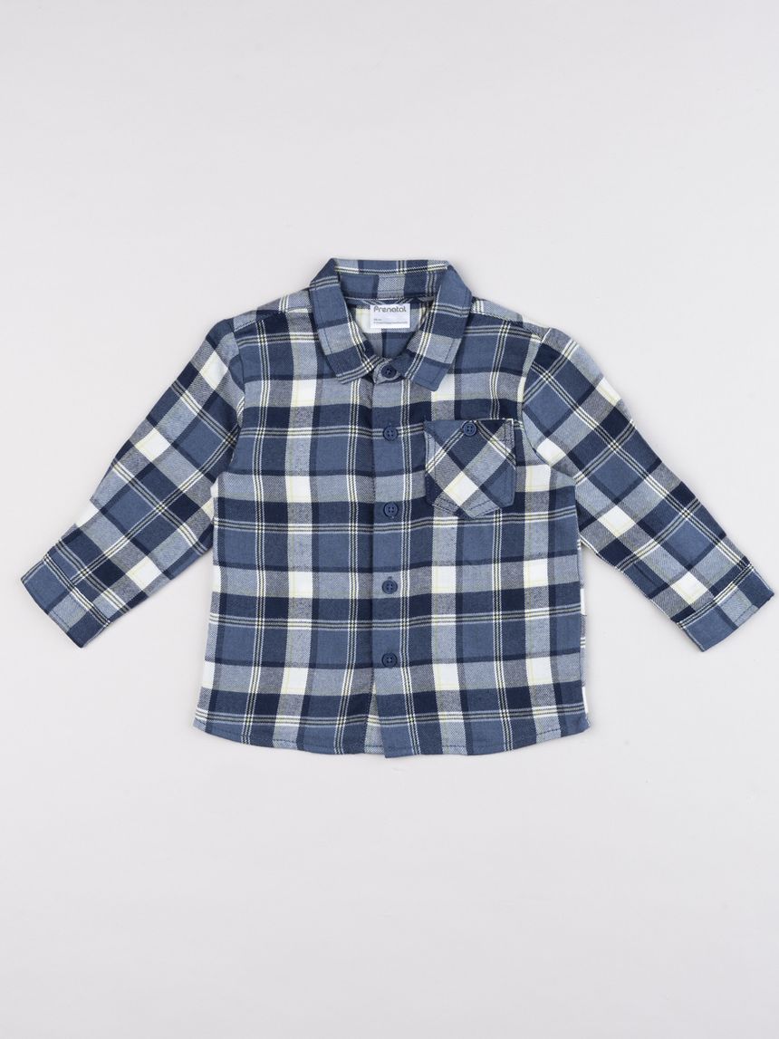 Camicia bimbo a quadri blu e bianco