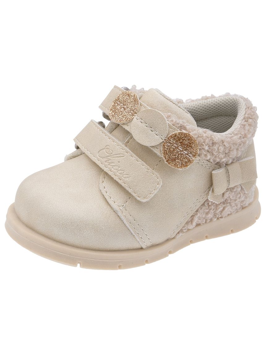 Chicco - scarpa fatima bimba beige doppio velcro con teddy