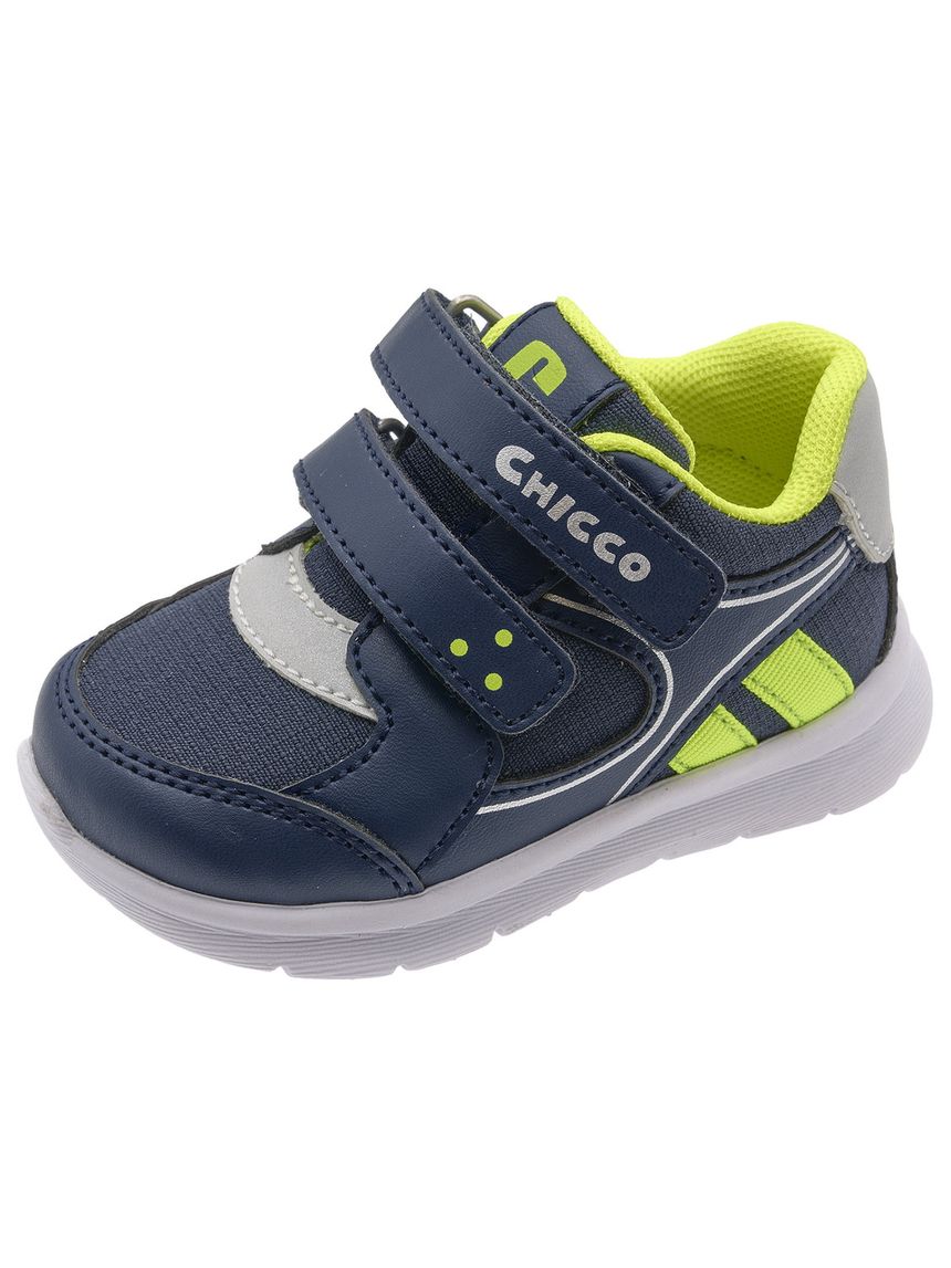 Chicco - scarpa gufo bimbo blu e verde con doppio strappo