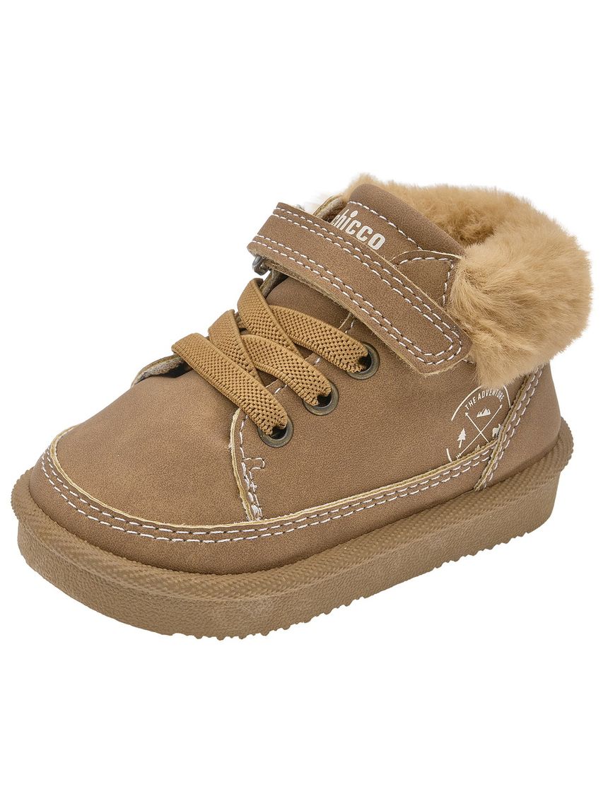 Chicco - polacchino bimbo fassy cuoio stringata con pelo