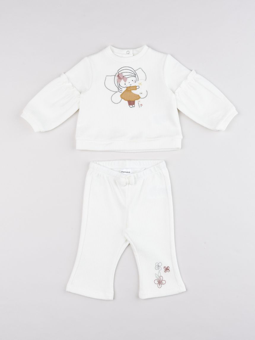 Set 2 pezzi top+pantaloni neonata fatina panna