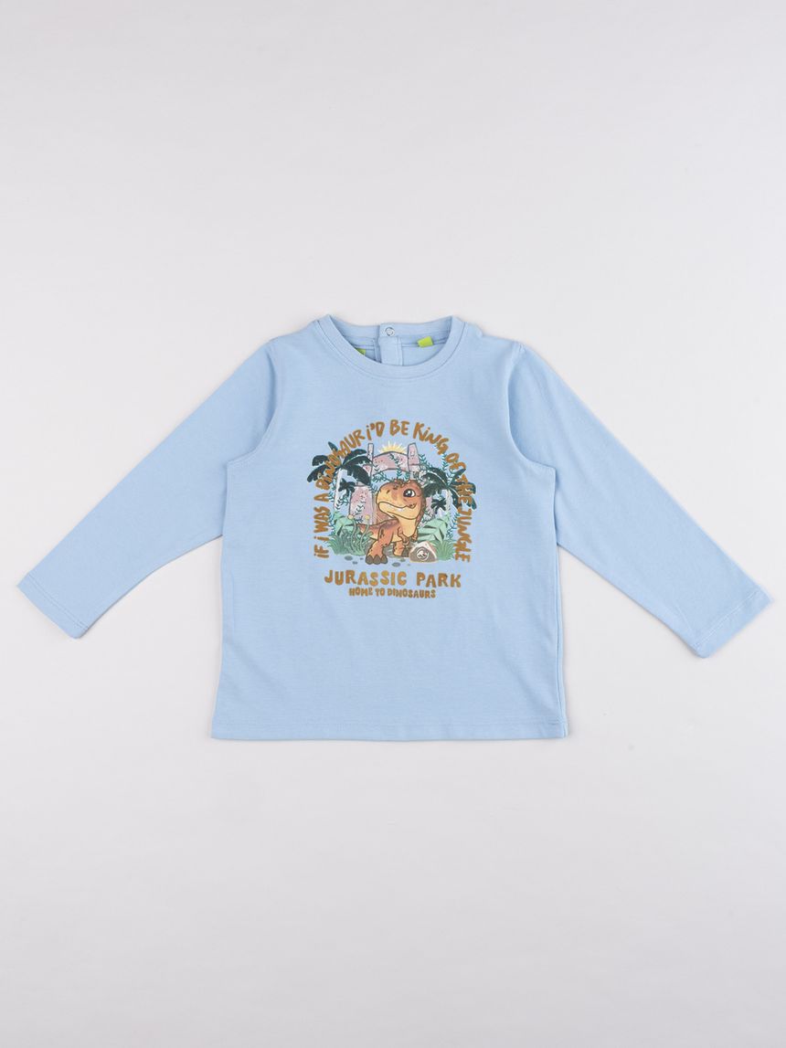 T-shirt bimbo jurassic party a manica lunga azzurro