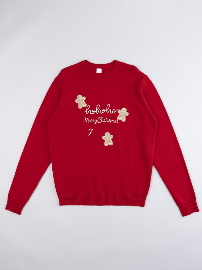 Maglione uomo natale rosso con dettagli a tema