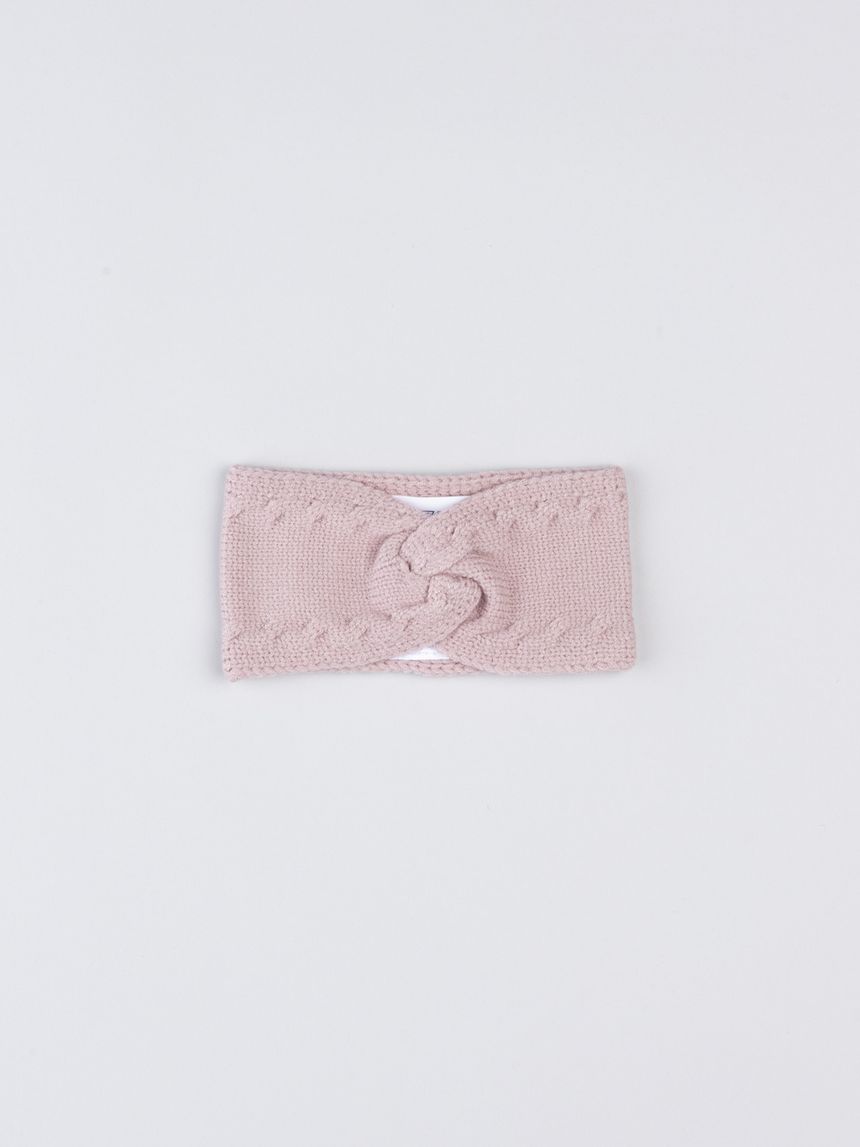 Fascia capelli tricot bimba rosa applicata