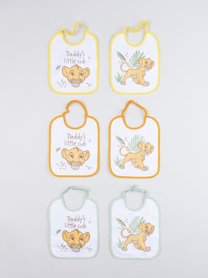 Pack 6 bavaglini bimbo disney re leone giallo, arancione, verde