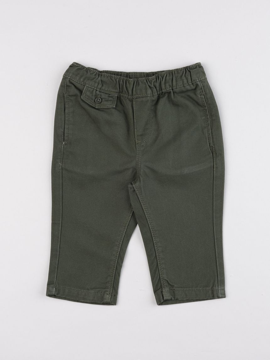 Pantaloni bimbo lunghi vita elastica verde scuro