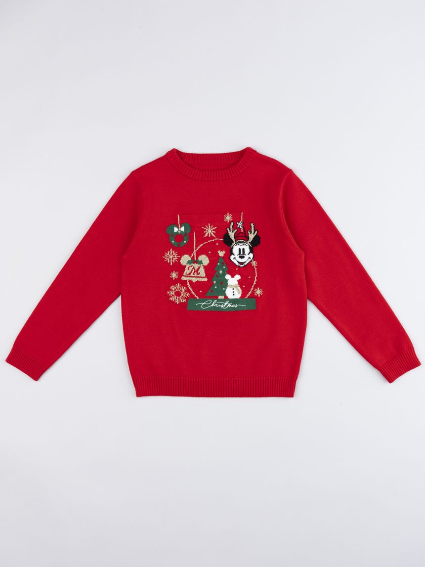 Maglione bambina minnie disney natale rosso
