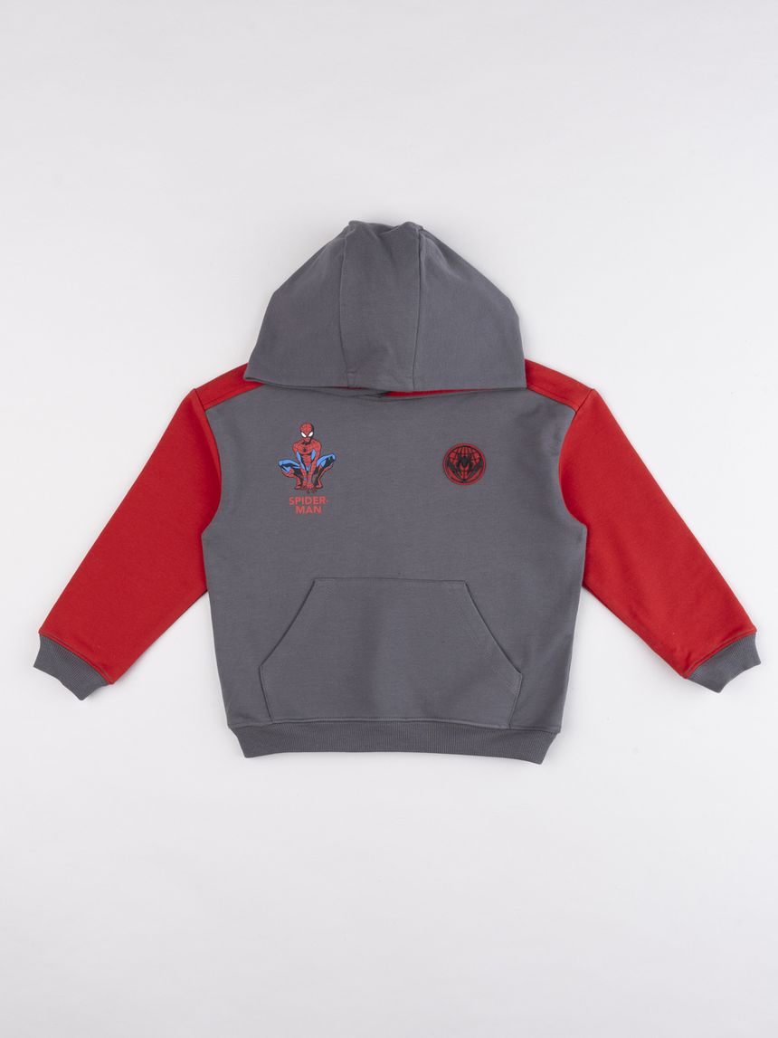 Felpa pesante bambino spider-man grigio e rosso