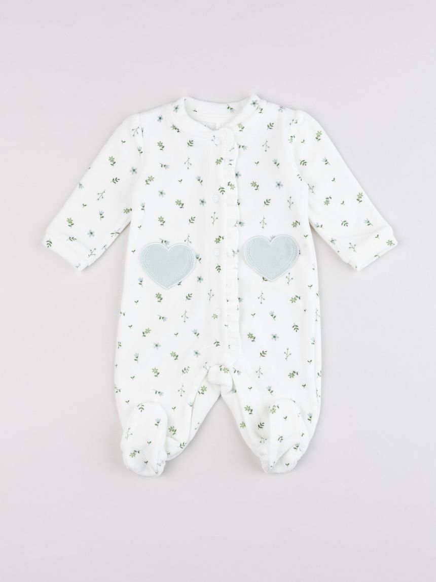 Tutina in ciniglia neonata new flowers multicolor