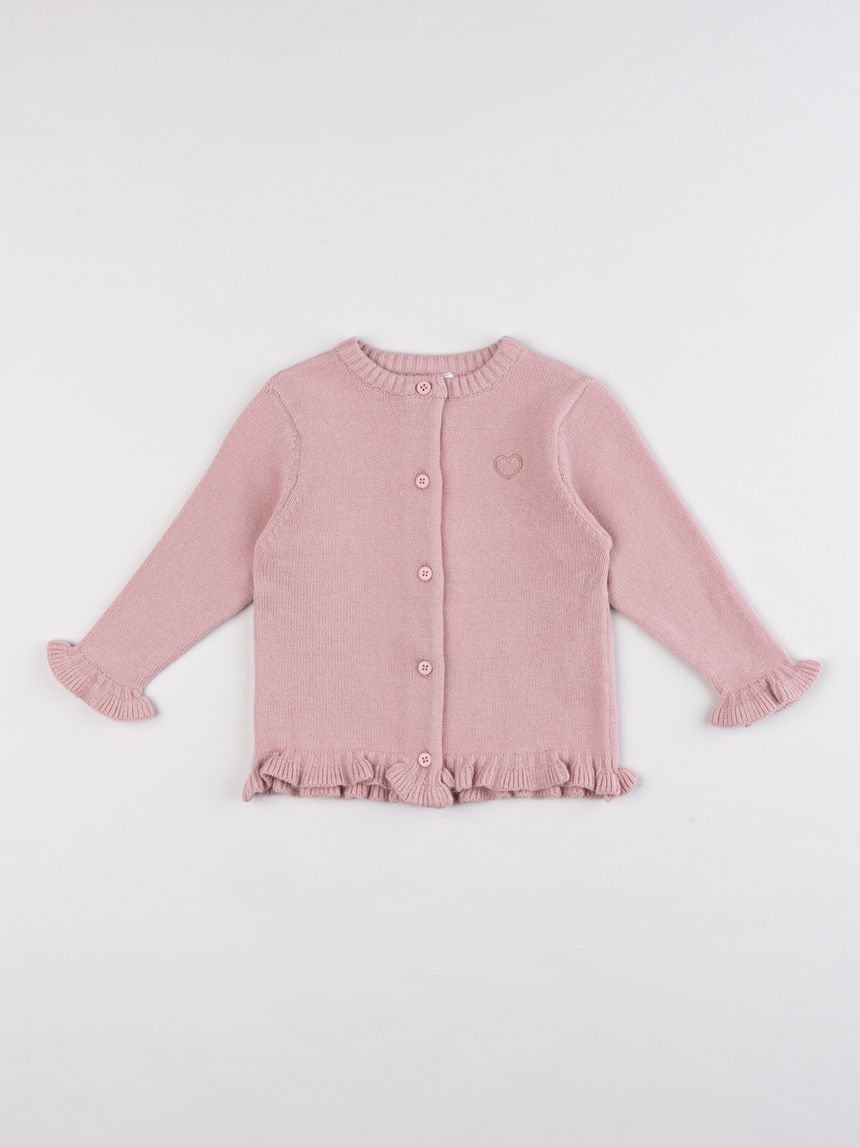Cardigan bimba heart rosa