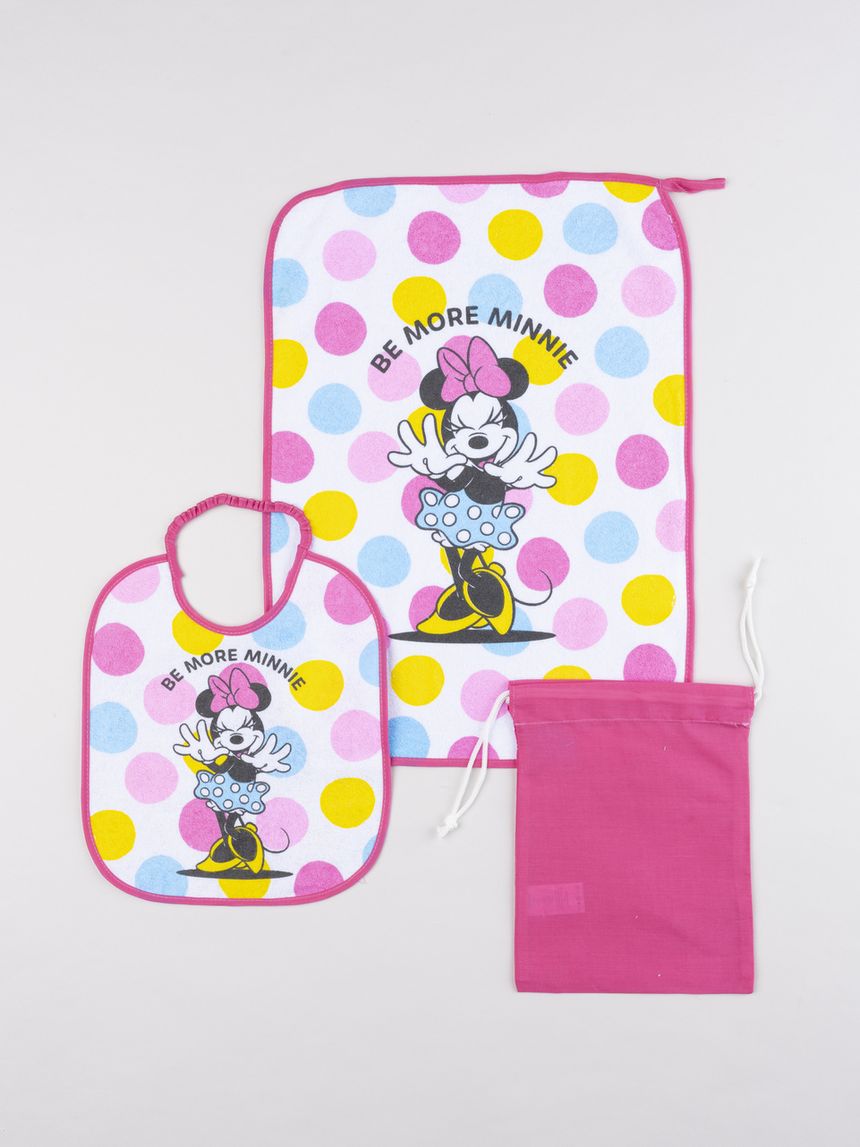 Set bavaglino e asciugamano bambina minnie fucsia