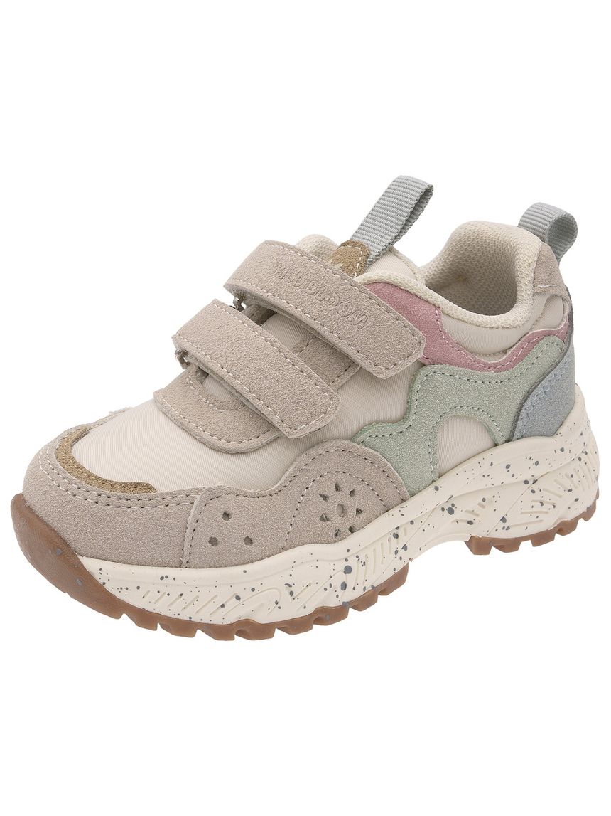 Chicco - scarpa crim bambina beige con touch pastello doppio velcro