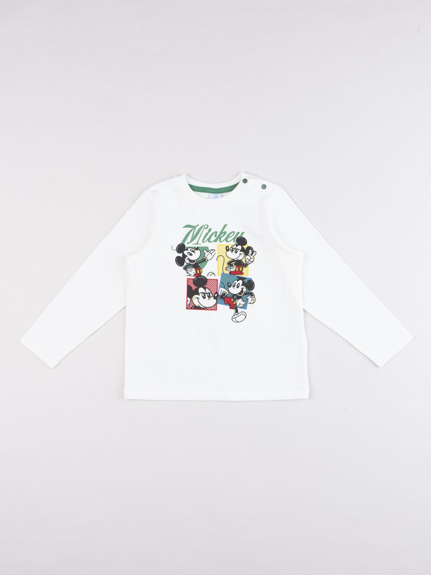T-shirt maniche corte bimbo mickey mouse panna