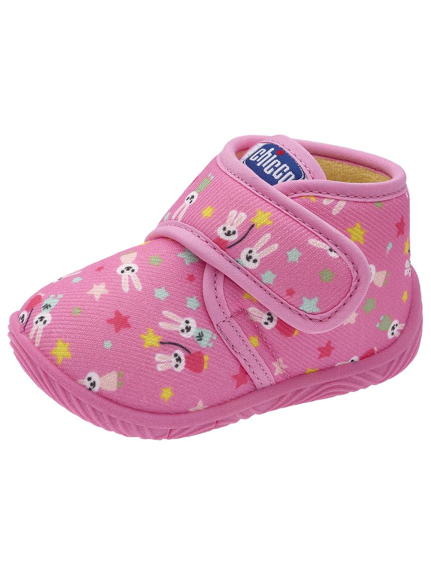 Chicco - scarpe asilo bimba rosa fantasia coniglietti