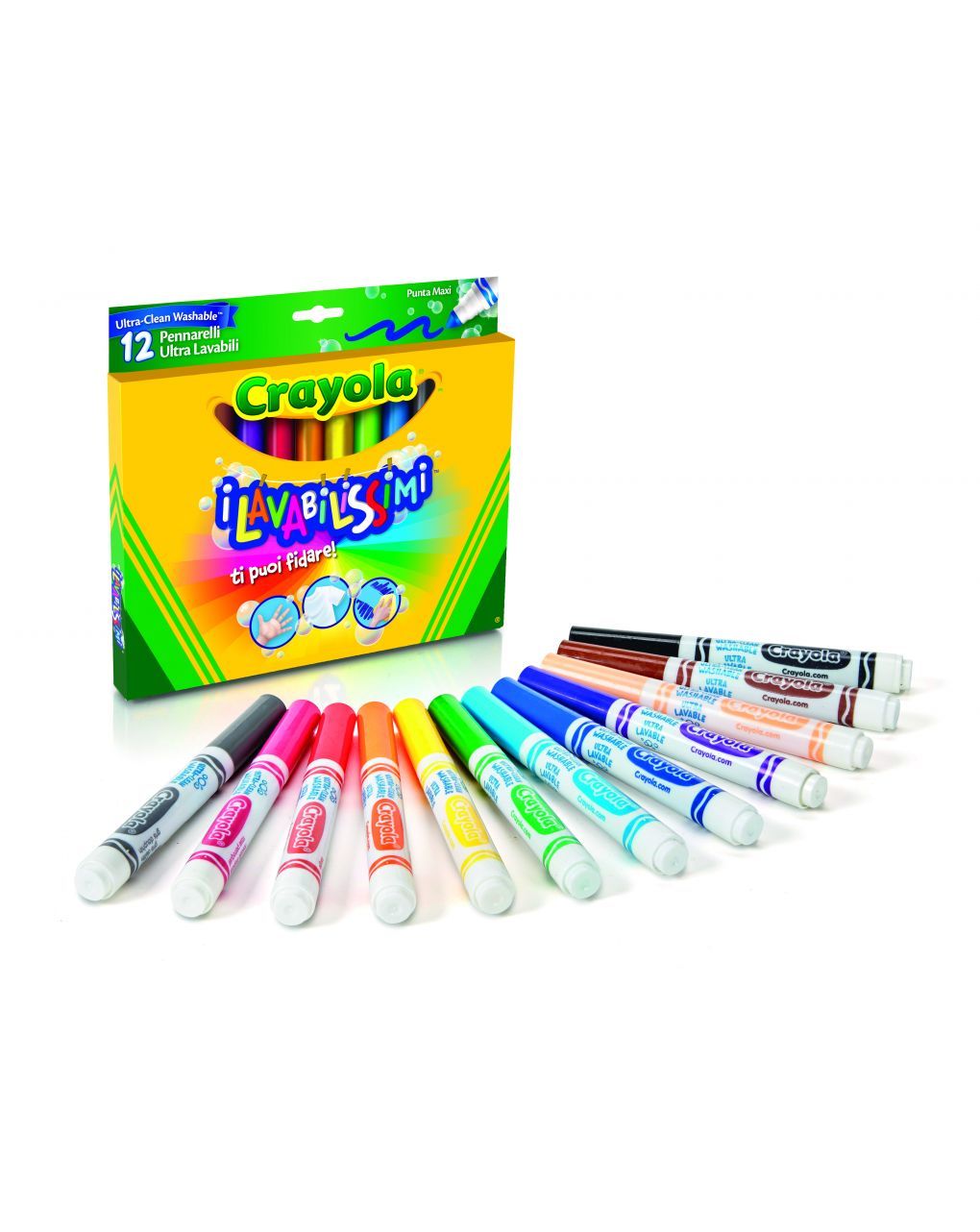 Crayola - 12 colori fibra punta maxi lavabilissimi
