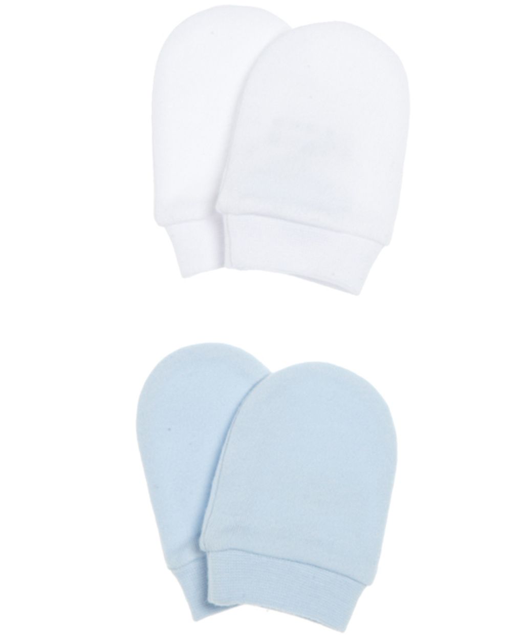 Set di due paia di muffole bianche e azzurre