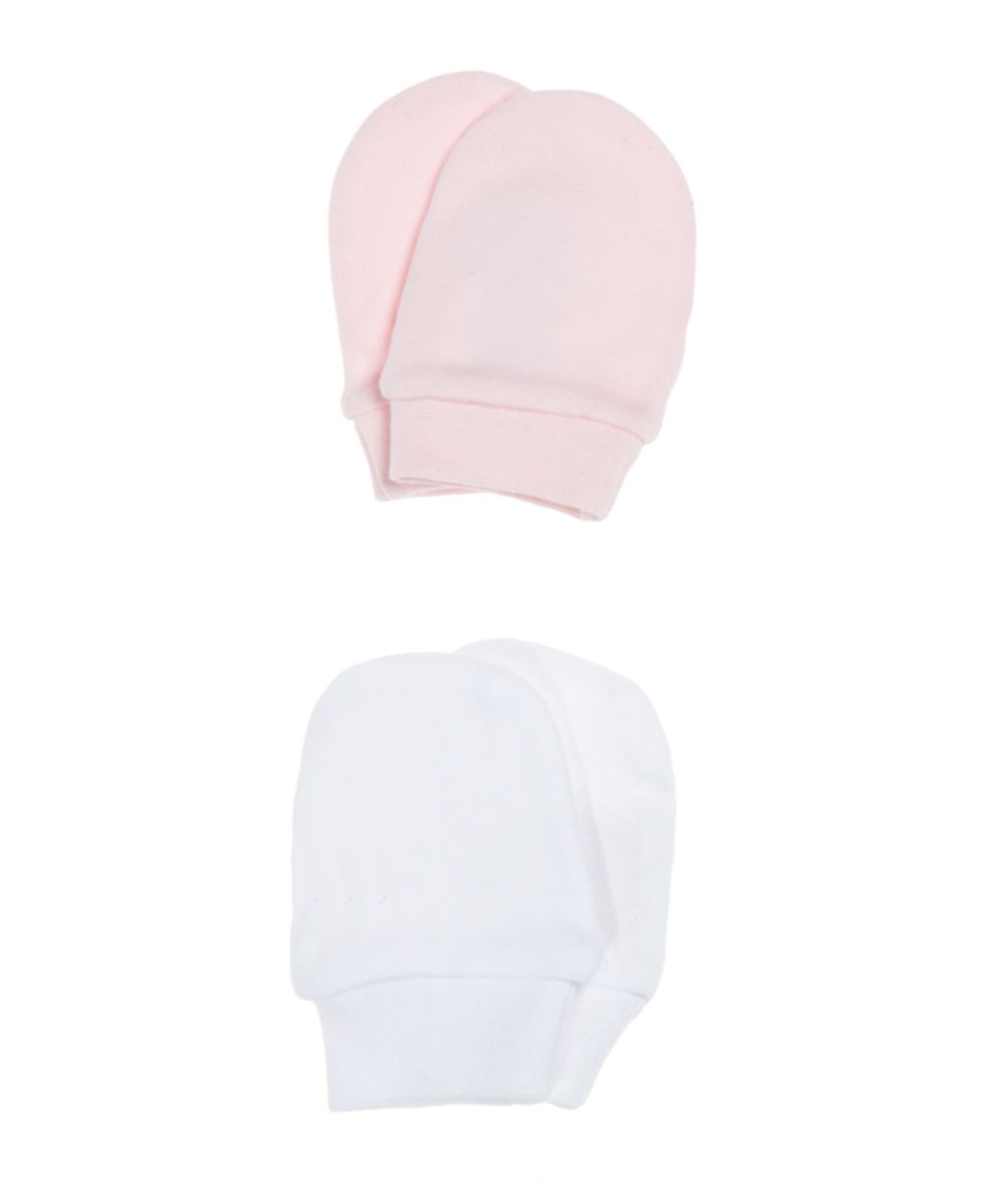 Set di due paia di muffole bianche e rosa