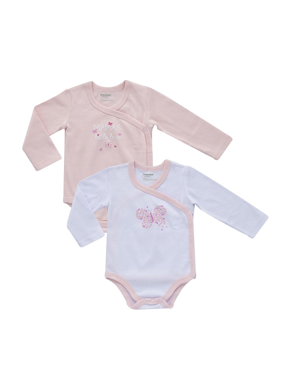 Pack 2 pezzi body con manica lunga e stampa farfalle