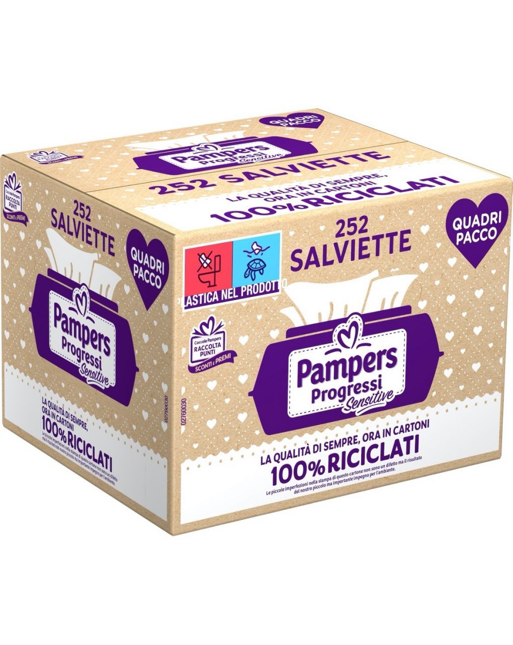 Salviettine pampers progressi sensitive quadripack